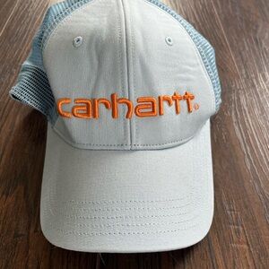 Carhartt Light Gray and Orange Mesh Back Trucker Hat